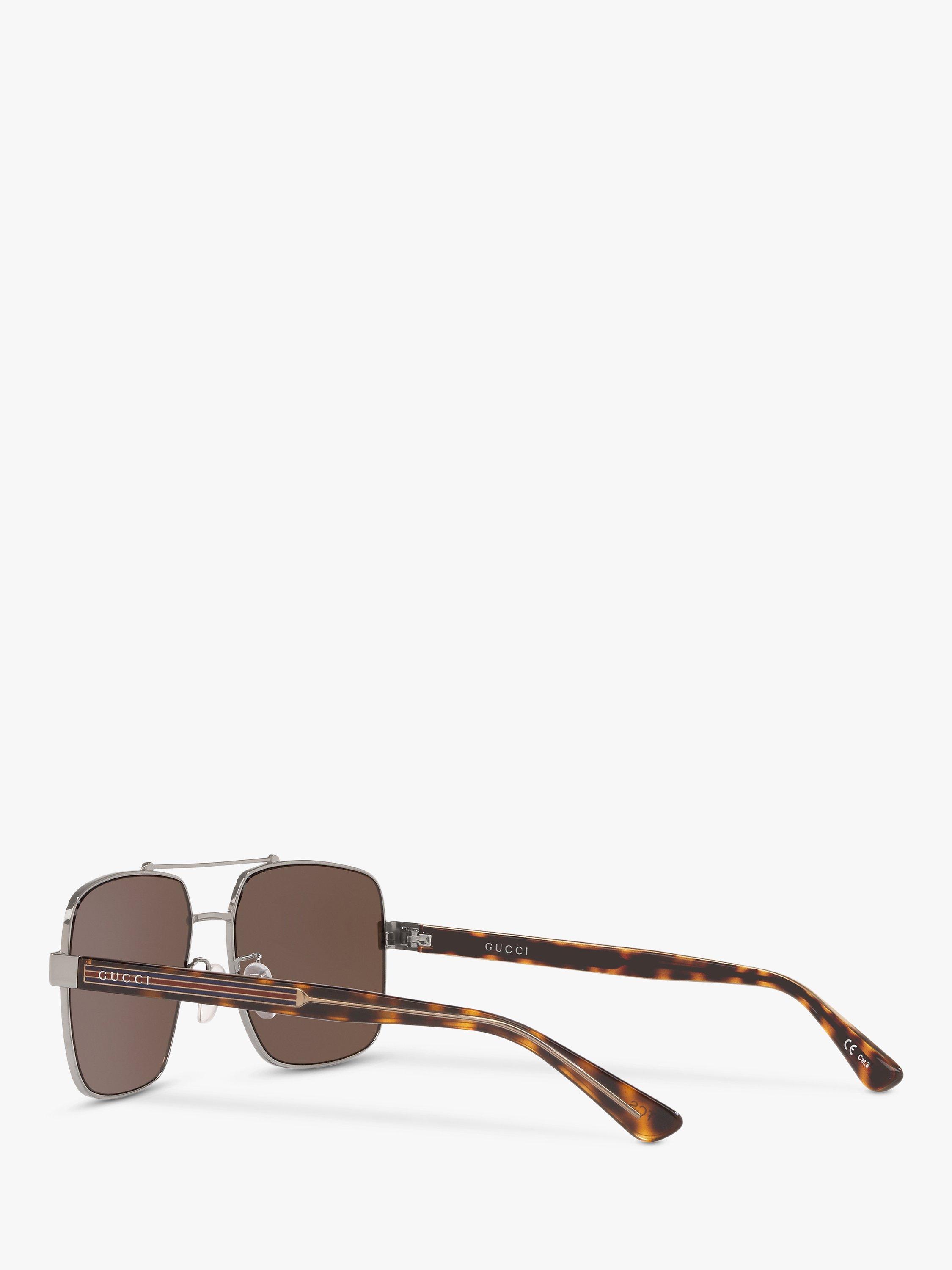 Product image 5 of 11, which shows Gucci GC001245 Men's Aviator Sunglasses, Silver/Brown