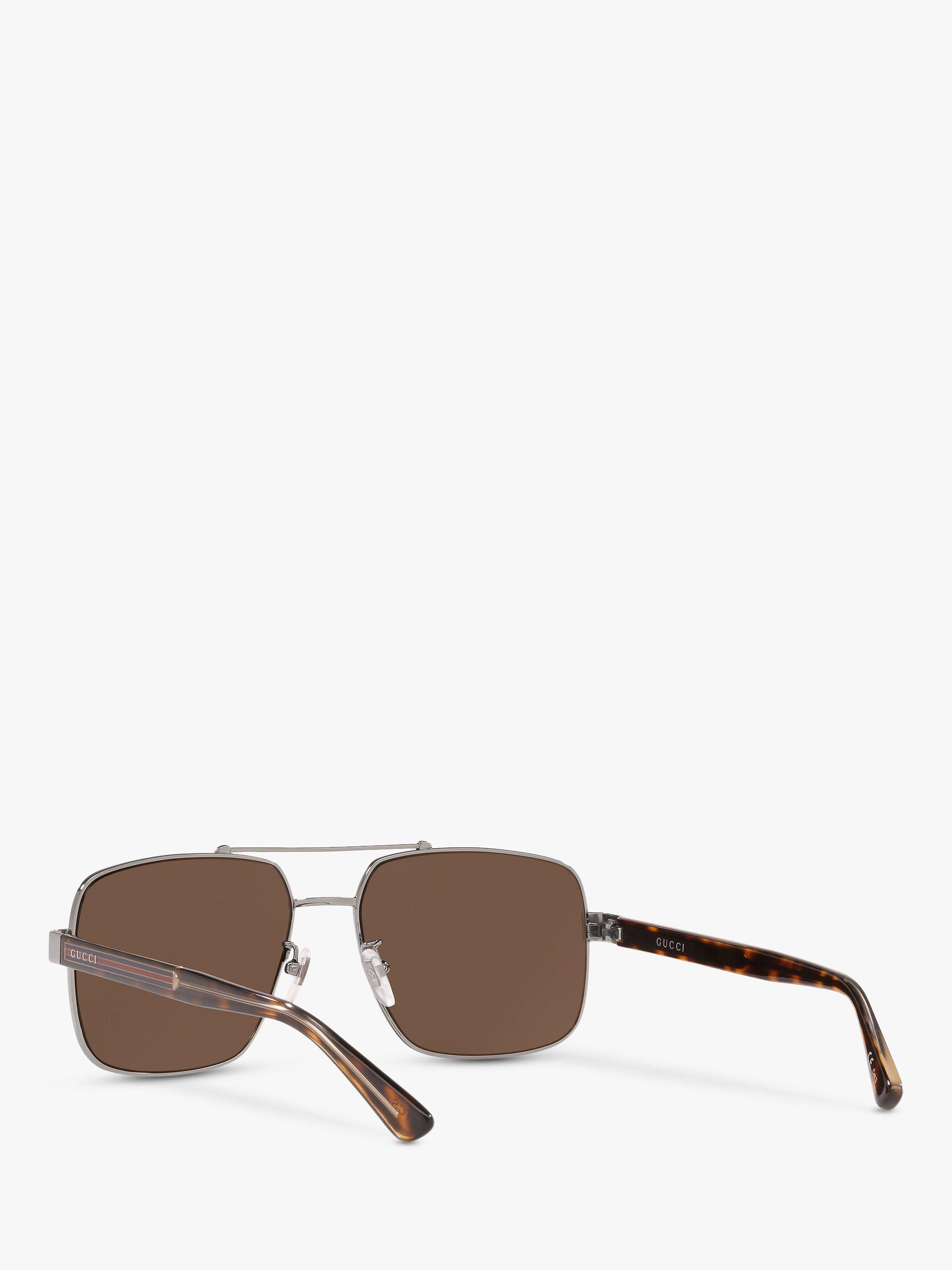 Product image 6 of 11, which shows Gucci GC001245 Men's Aviator Sunglasses, Silver/Brown
