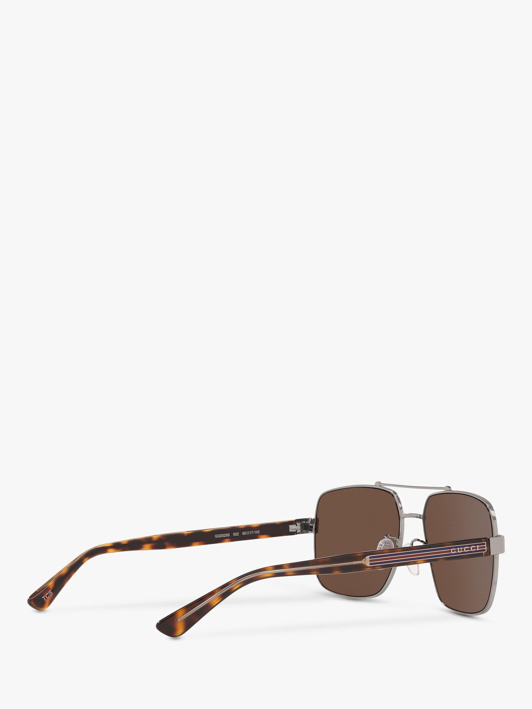 Product image 9 of 11, which shows Gucci GC001245 Men's Aviator Sunglasses, Silver/Brown