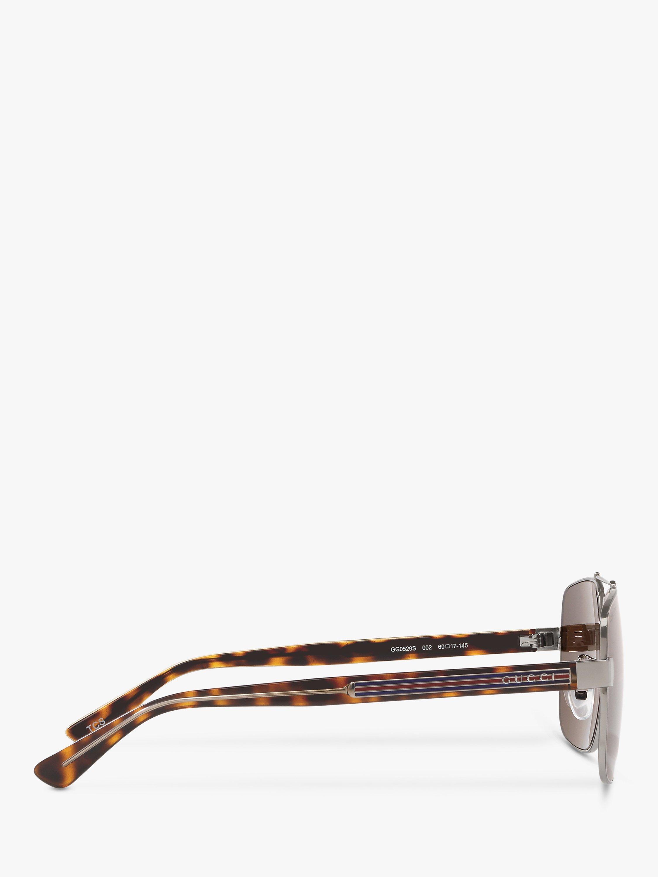 Product image 10 of 11, which shows Gucci GC001245 Men's Aviator Sunglasses, Silver/Brown