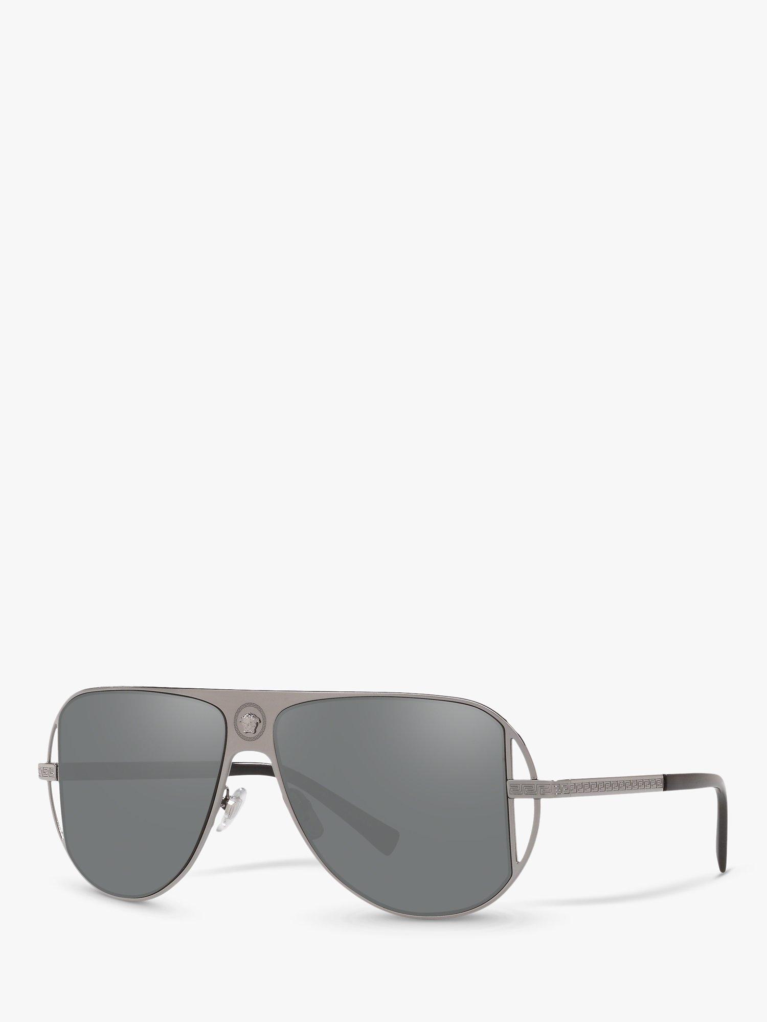 Product image 1 of 11, which shows Versace VE2212 Men's Aviator Sunglasses, Silver/Grey