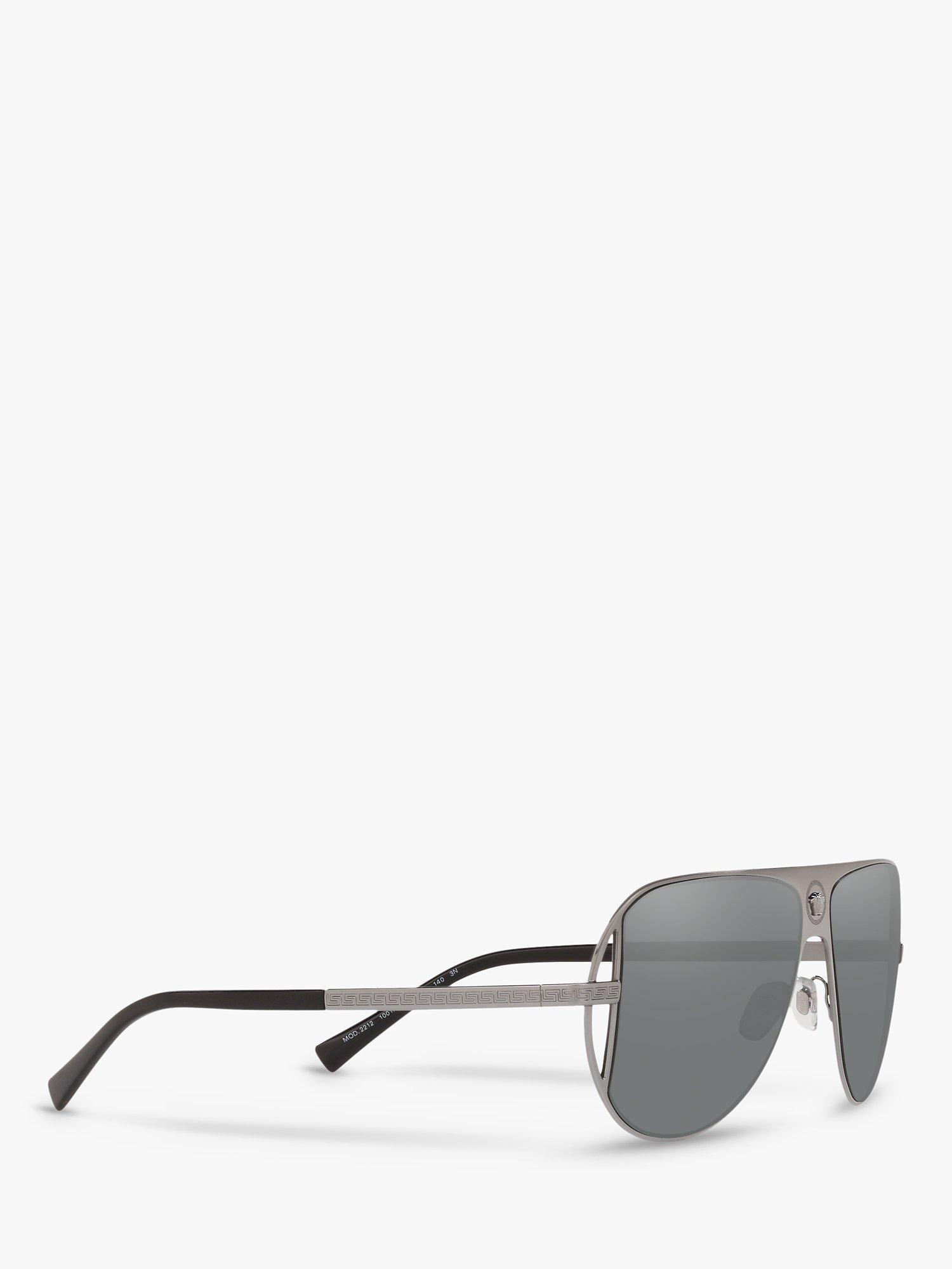 Versace VE2212 Men's Aviator Sunglasses, Silver/Grey