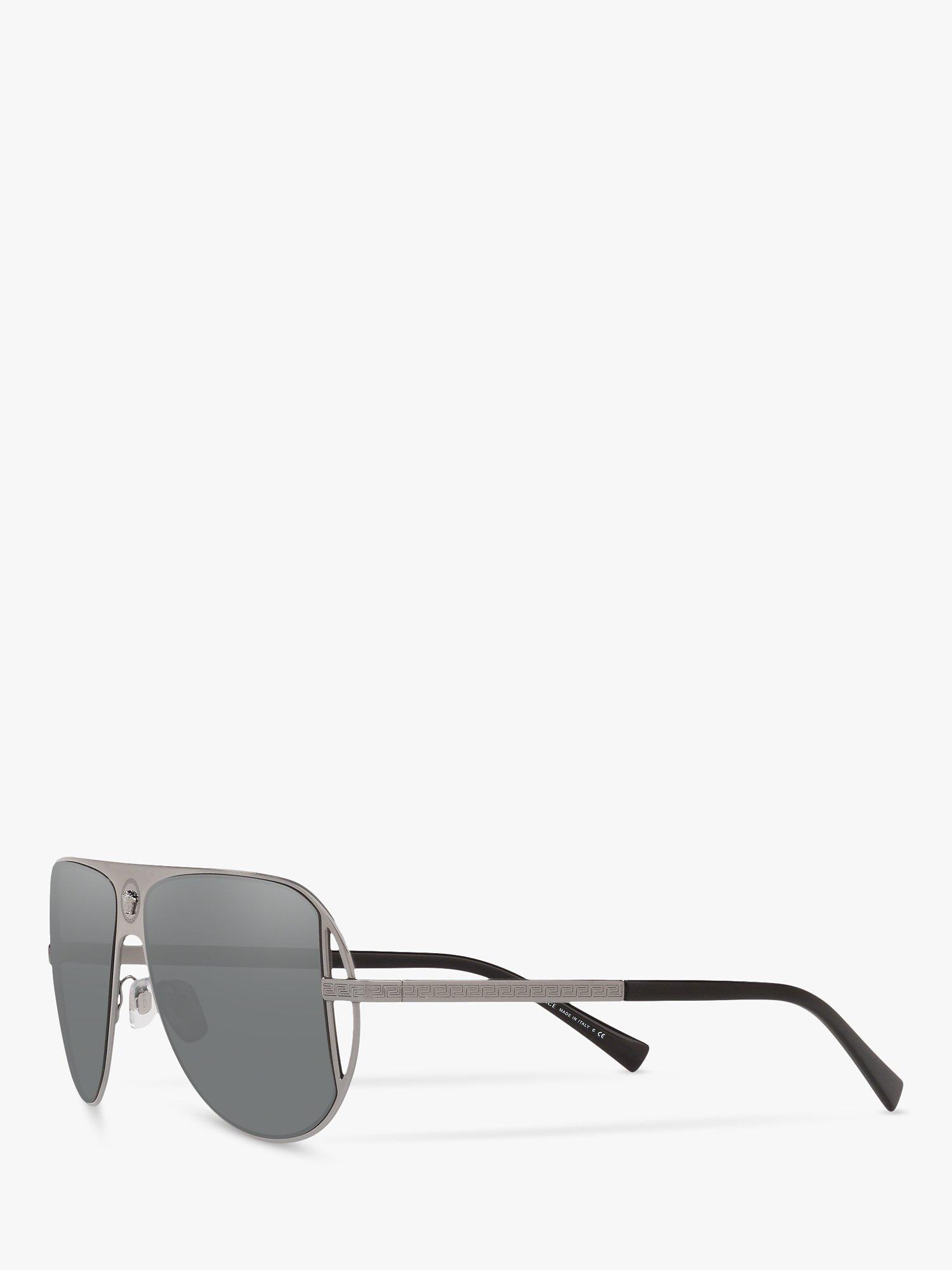 Versace VE2212 Men's Aviator Sunglasses, Silver/Grey