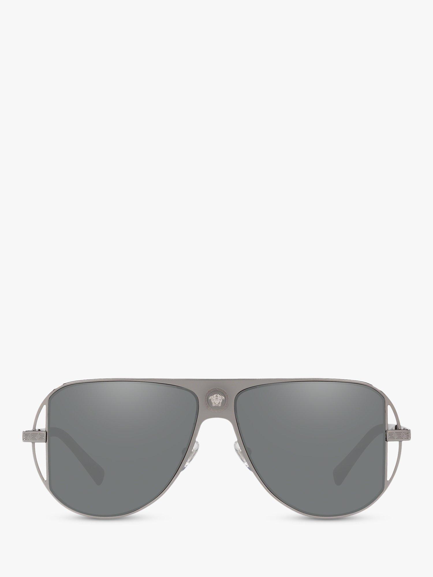 Versace VE2212 Men's Aviator Sunglasses, Silver/Grey