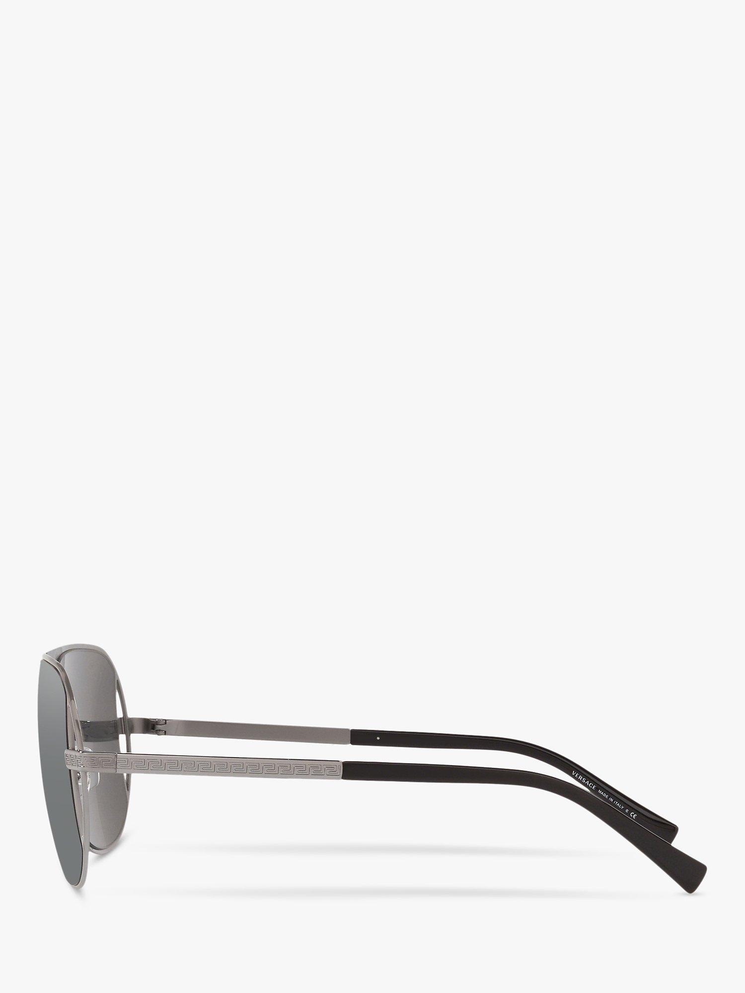 Product image 4 of 11, which shows Versace VE2212 Men's Aviator Sunglasses, Silver/Grey