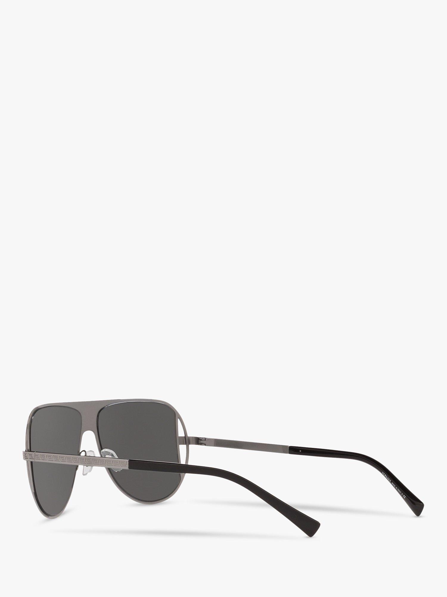Product image 5 of 11, which shows Versace VE2212 Men's Aviator Sunglasses, Silver/Grey