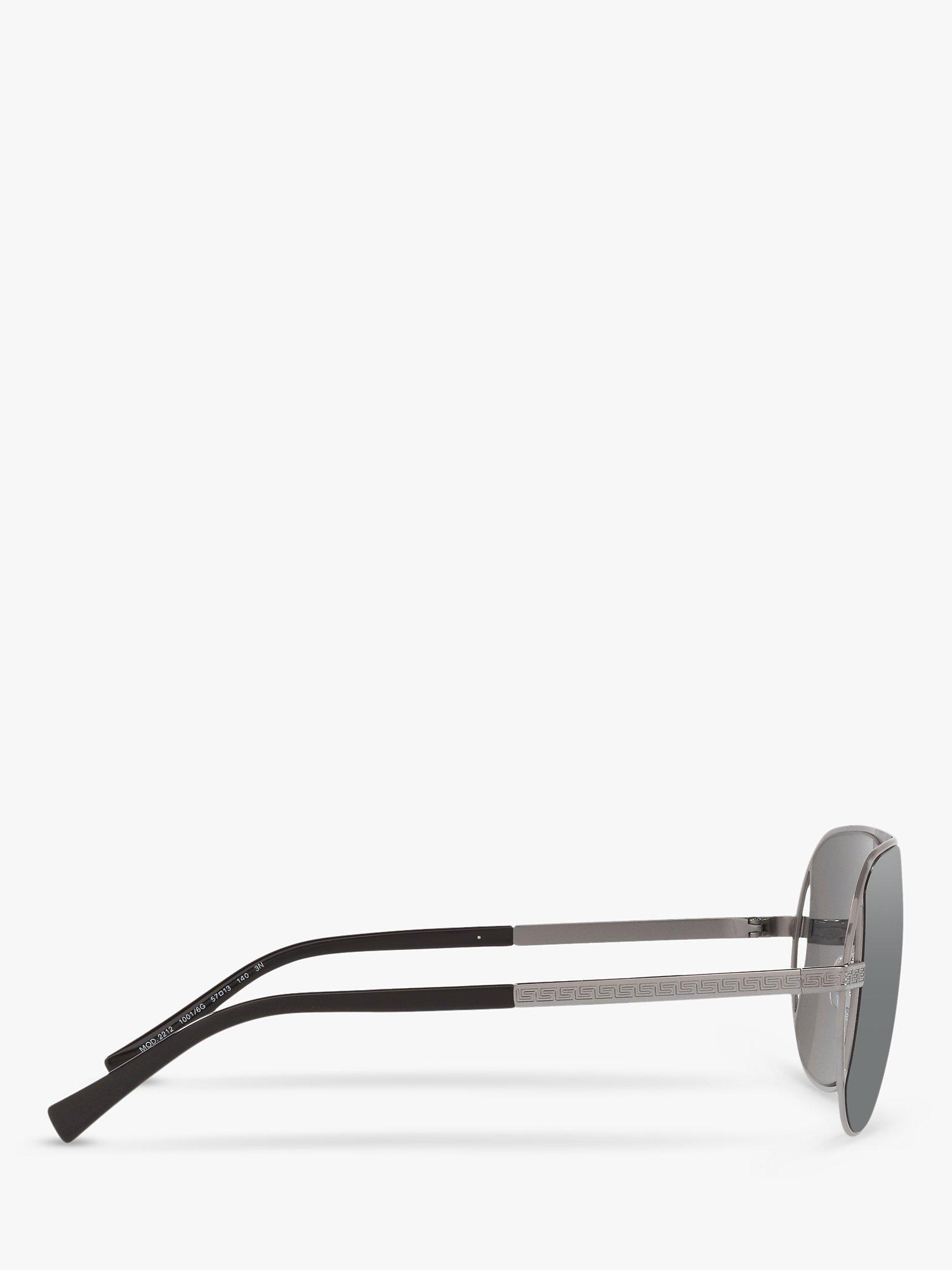 Product image 10 of 11, which shows Versace VE2212 Men's Aviator Sunglasses, Silver/Grey
