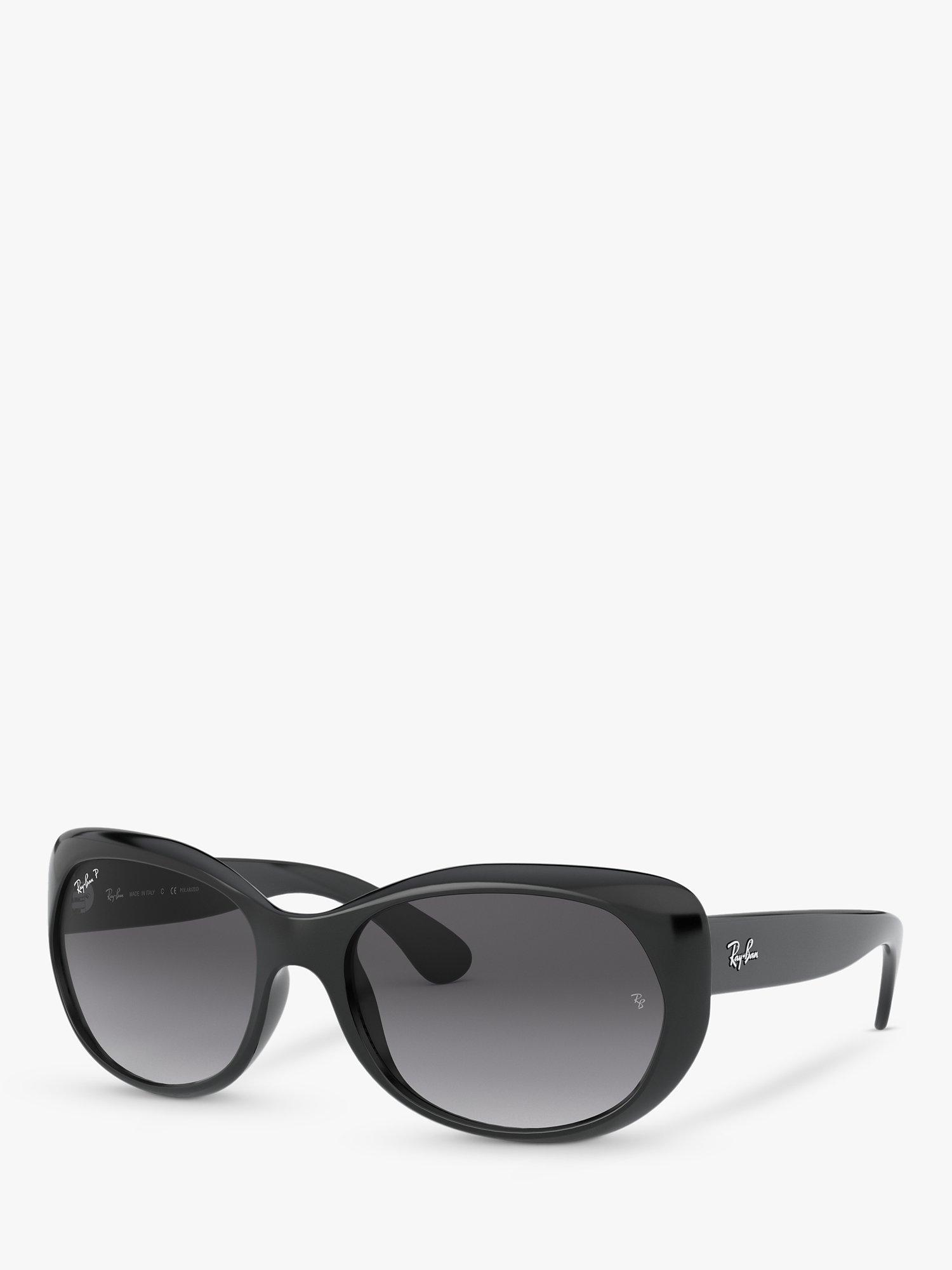 Ray-Ban RB4325 Women's Polarised Butterfly Sunglasses, Black/Grey Gradient