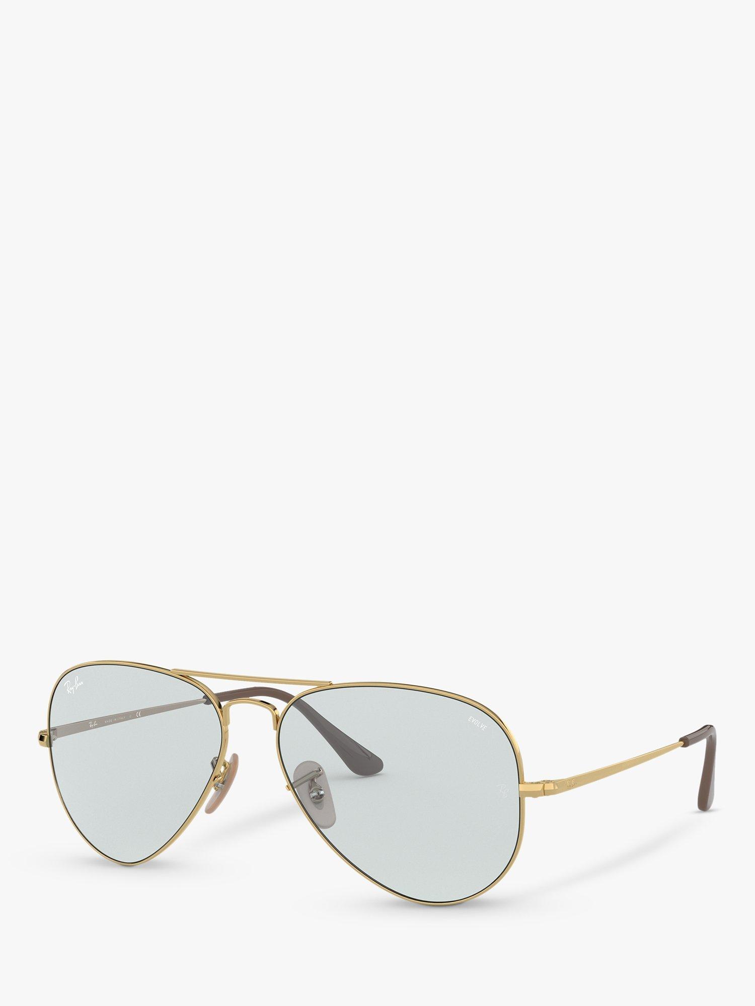 Ray-Ban RB3689 Unisex Aviator Sunglasses, Gold/Light Blue