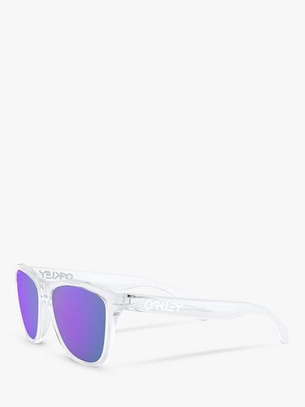 Oakley OO9013 Men's Frogskins Prizm Square Sunglasses, Clear/Mirror Purple - view 2, Clear/Mirror Purple