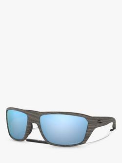 Oakley OO9416 Men's Split Shot Prizm Polarised Rectangular Sunglasses, Brown Stripe/Sapphire
