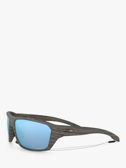 Oakley OO9416 Men's Split Shot Prizm Polarised Rectangular Sunglasses - view 2, Brown Stripe/Sapphire