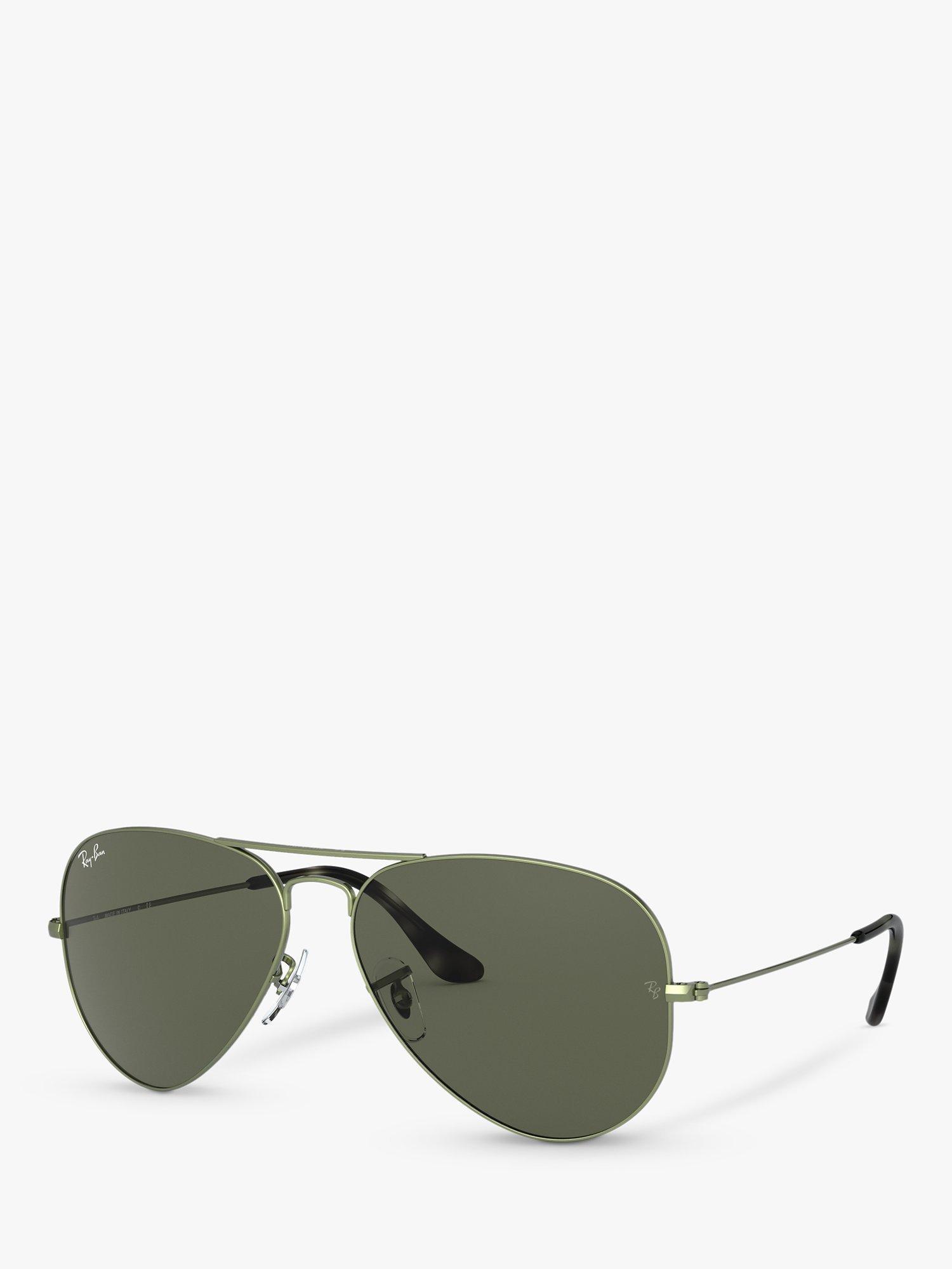 Ray-Ban RB3025 Unisex Aviator Sunglasses, Metallic Green/Grey