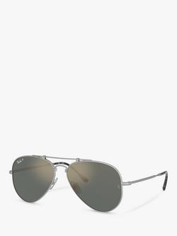 Ray-Ban RB8125 Unisex Aviator Gradient Sunglasses, Metallics, Metallics