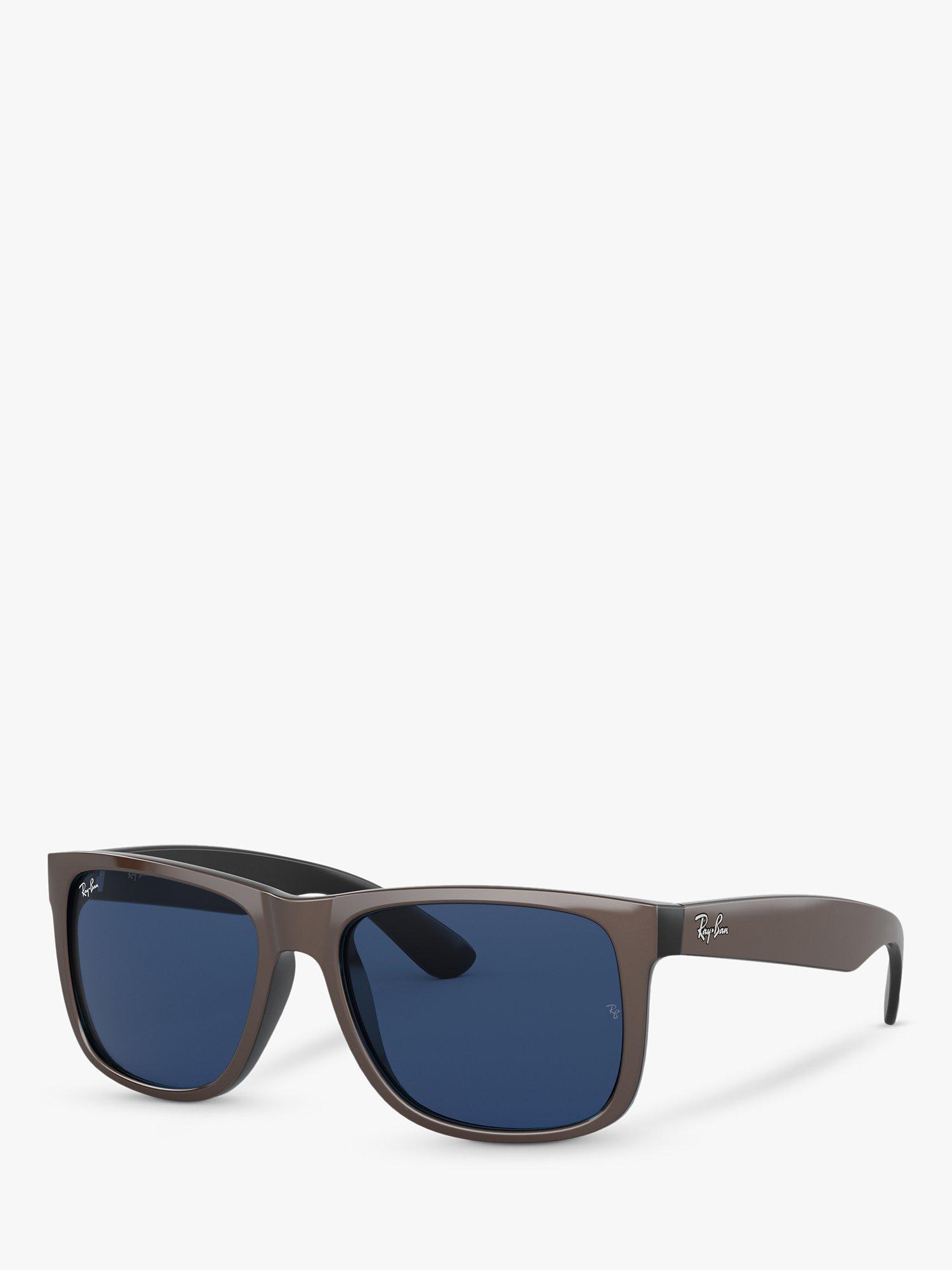 Ray-Ban RB4165 Men's Justin Rectangular Sunglasses, Taupe/Blue