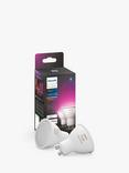 Philips Hue White and Colour Ambiance Wireless Lighting LED Colour Changing Light Bulb with Bluetooth, 5.7W GU10 Bulb, Pack of 2