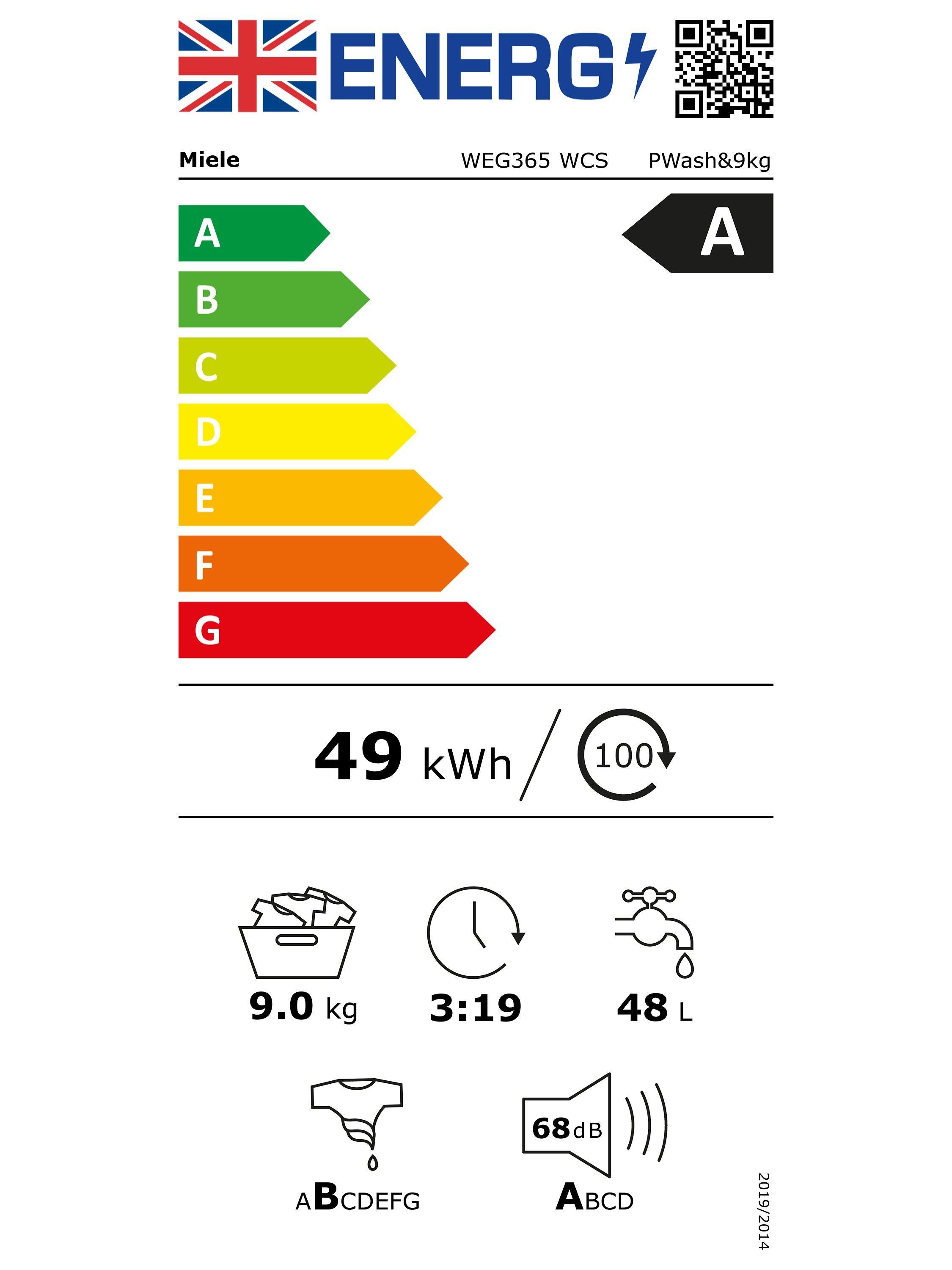 This item is rated A for energy efficiency on a scale from A (most efficient) to G (least efficient).