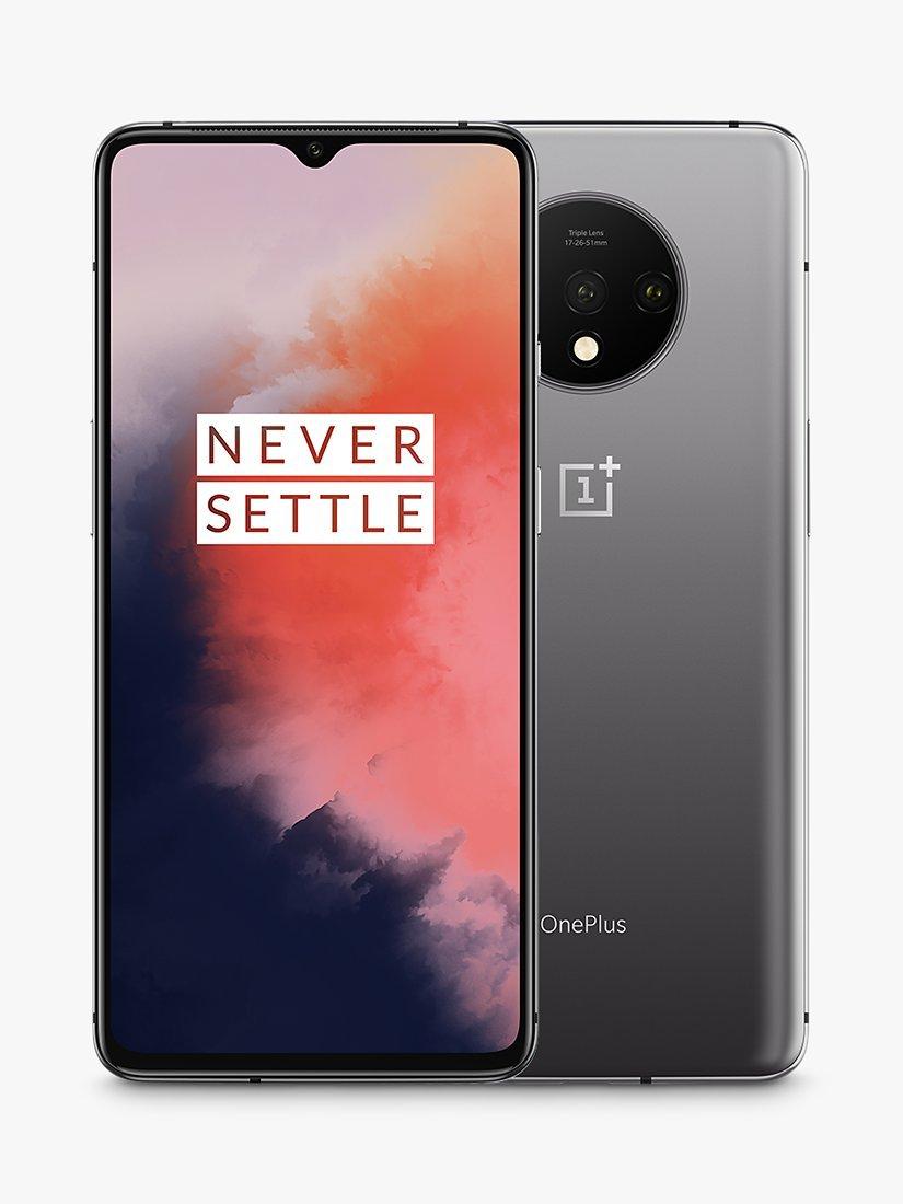 OnePlus 7T Smartphone, Android, 6.55", SIM Free, 8GB RAM, 128GB, Frosted Silver