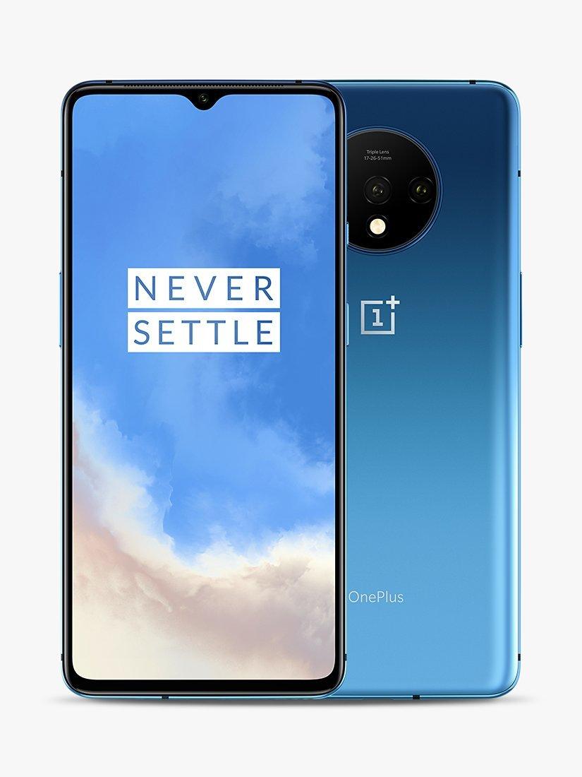 OnePlus 7T Smartphone, Android, 6.55", SIM Free, 8GB RAM, 128GB, Glacier Blue