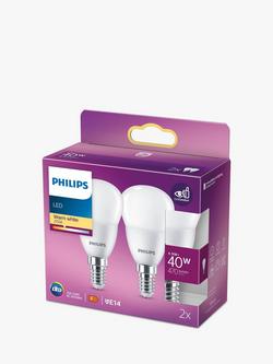 Philips 5W SES LED Non Dimmable Golf Ball Bulbs, Set of 2, Warm White - view 2, 
