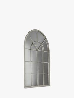 Gallery Direct Foras Arch Window Metal Frame Wall Mirror, 90 x 60cm, Light Grey - view 2, Light Grey