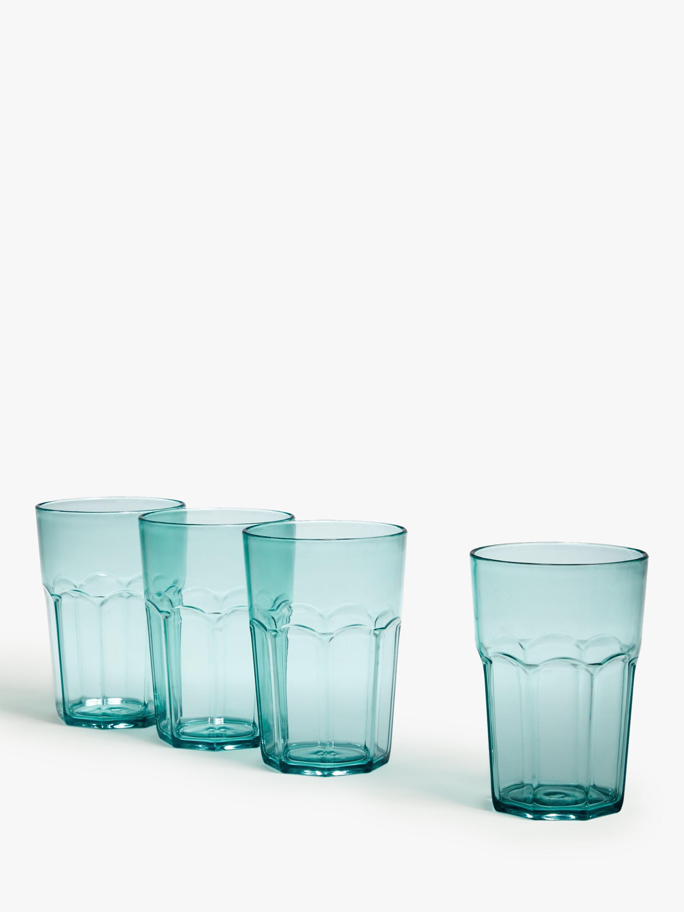 John Lewis & Partners Recycled Glass-Effect Fluted Picnic Tumblers, 400ml, Set of 8, Blue