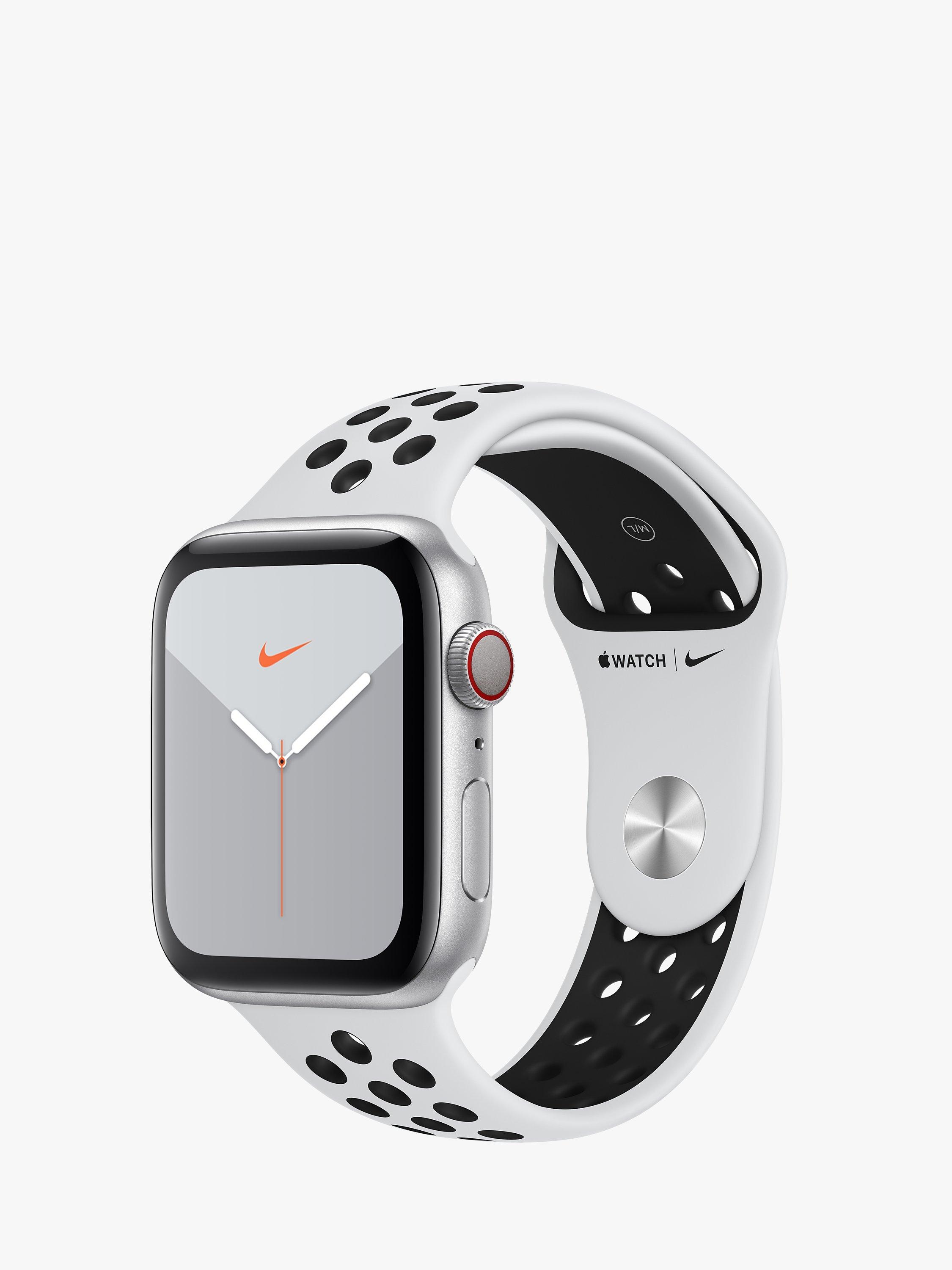 Apple Watch Nike Series 5 GPS + Cellular, 44mm Silver Aluminium Case with  Pure Platinum/Black Nike Sport Band - S/M & M/L