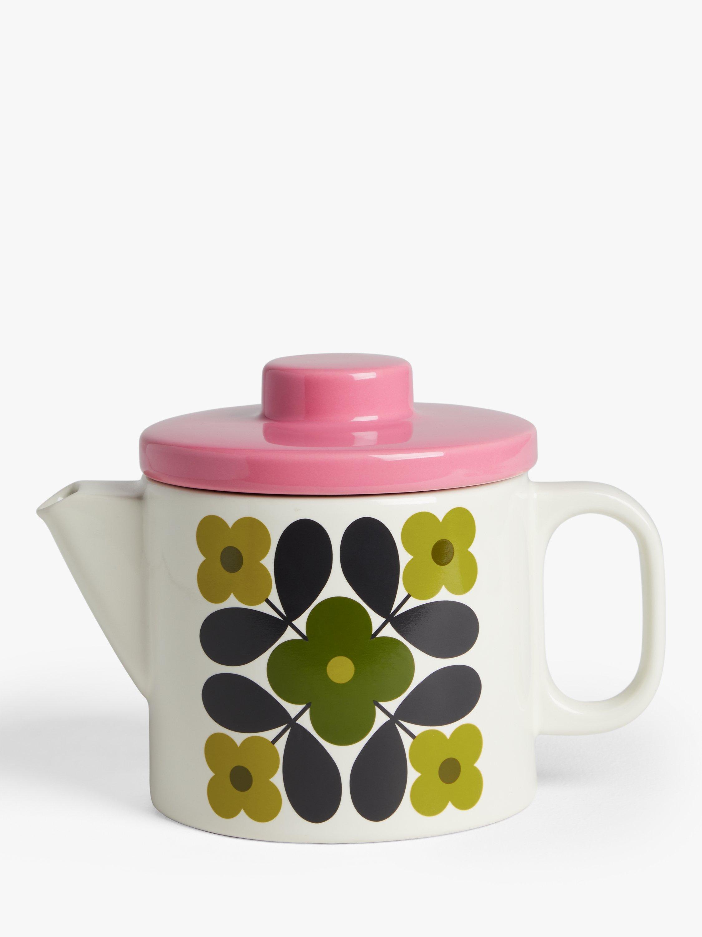 Orla Kiely Flower Print Teapot, 1L, Pink/Green