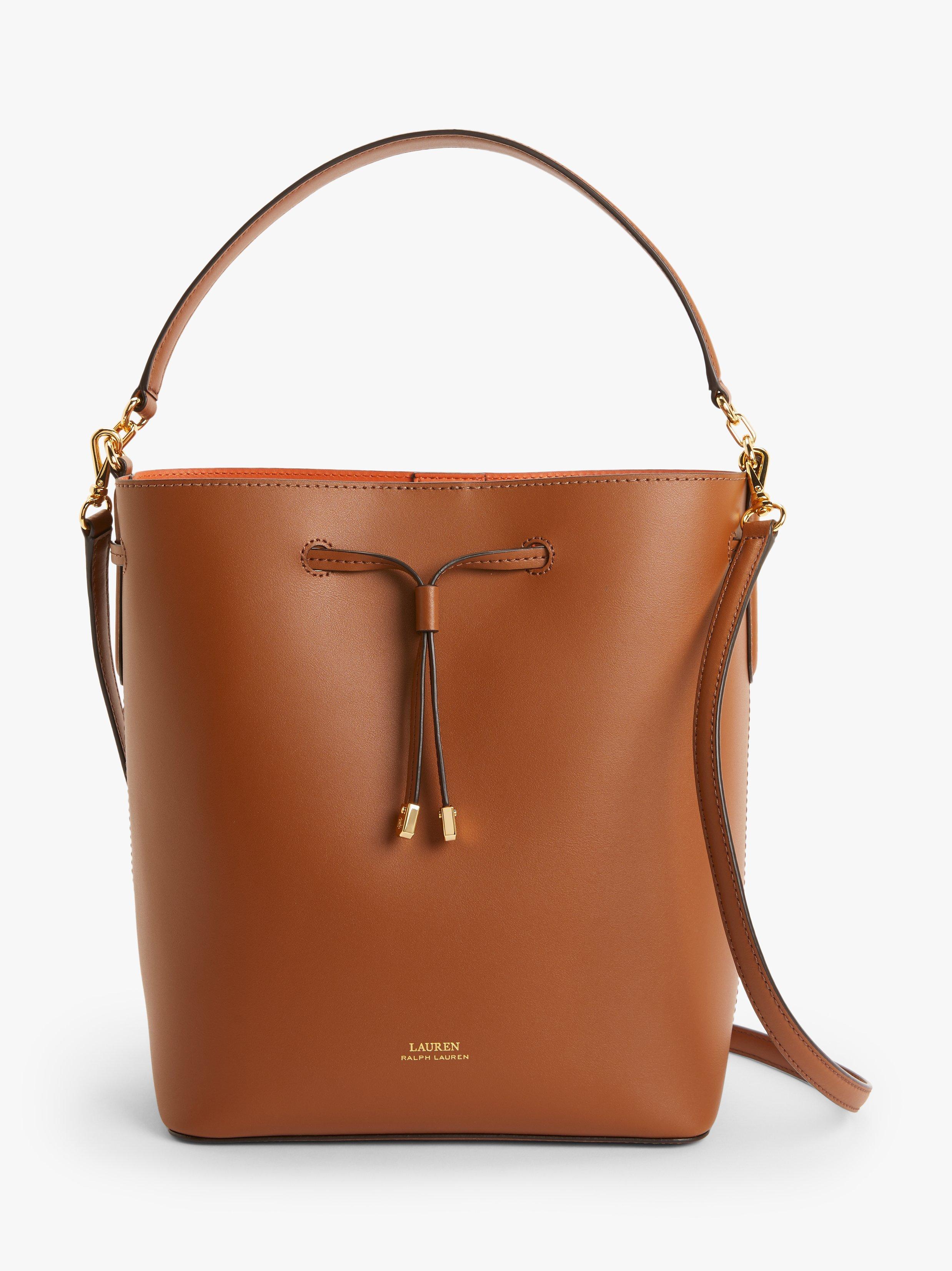 Lauren Ralph Lauren Dryden Debby Leather Medium Bucket Bag Lauren Tan Orange