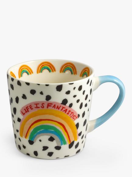 Eleanor Bowmer Life Is Fantastic Rainbow Mug, 300ml, Multi, Multi