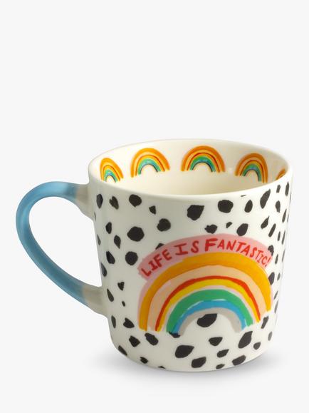 Eleanor Bowmer Life Is Fantastic Rainbow Mug, 300ml, Multi - view 2, Multi