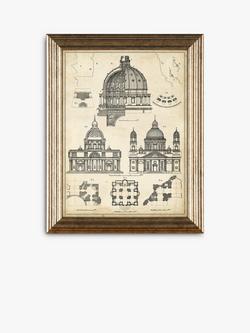 Vintage Architecture Framed Prints, Set of 4, 47 x 37cm, Black/White - view 2, Black/White