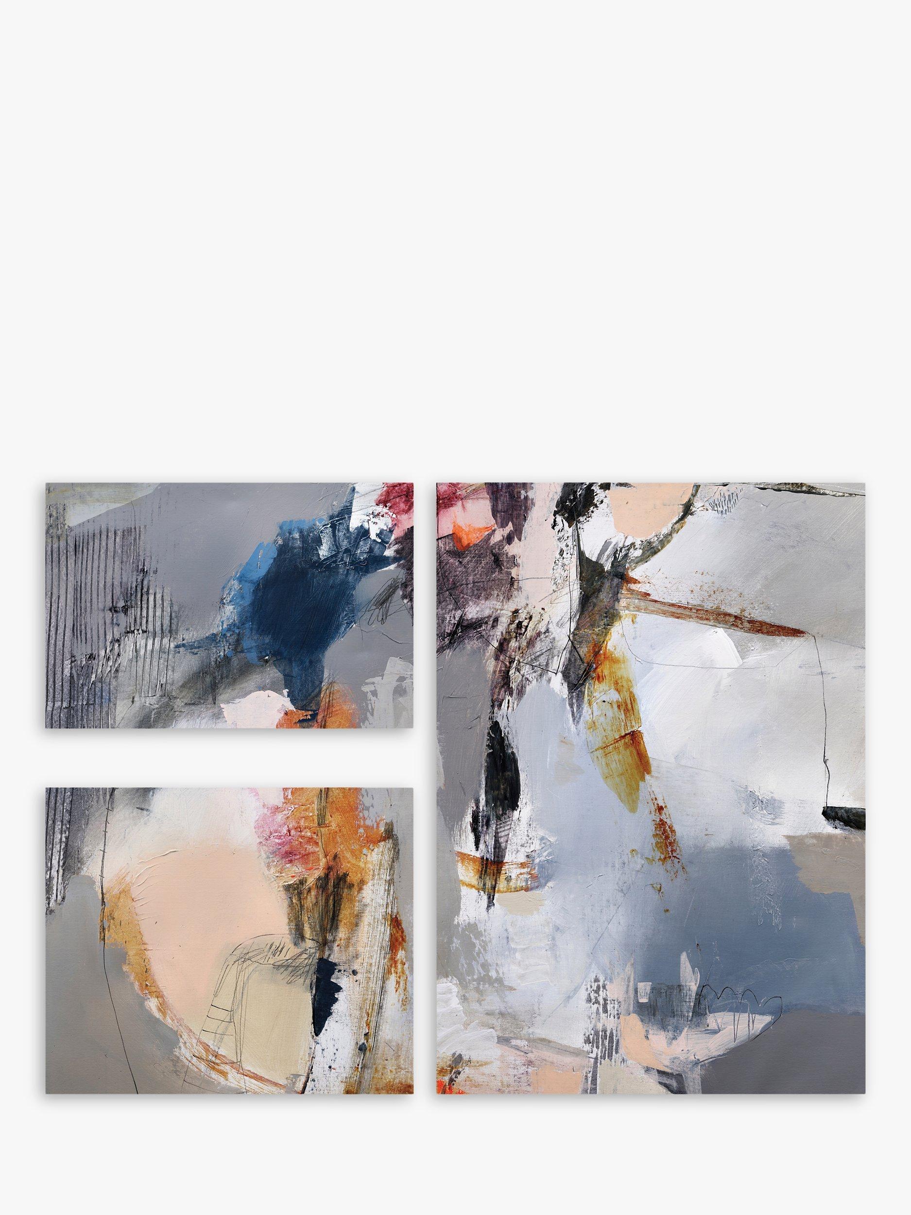 John Lewis Natasha Barnes 'Silent Motion' Abstract Canvas Prints, Set of 3, Grey/Multi