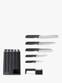 Joseph Joseph Elevate Filled Slim Knife Block & 5 Stainless Steel Knives with Sharpener - view 2, Black