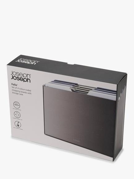 Joseph Joseph Folio Regular Plastic Chopping Boards & Storage Case, Set of 4 - view 2, Grey