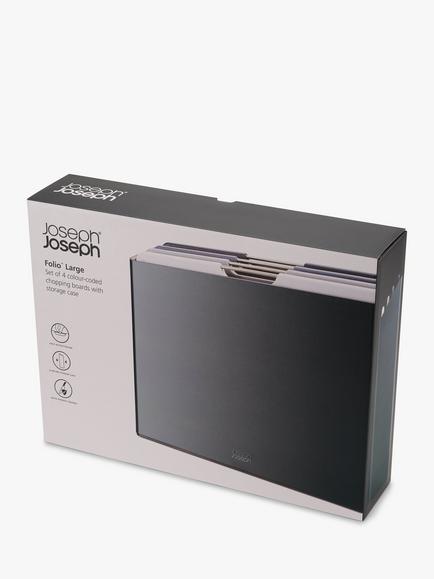 Joseph Joseph Folio Large Plastic Chopping Boards & Storage Case, Set of 4 - view 2, Grey