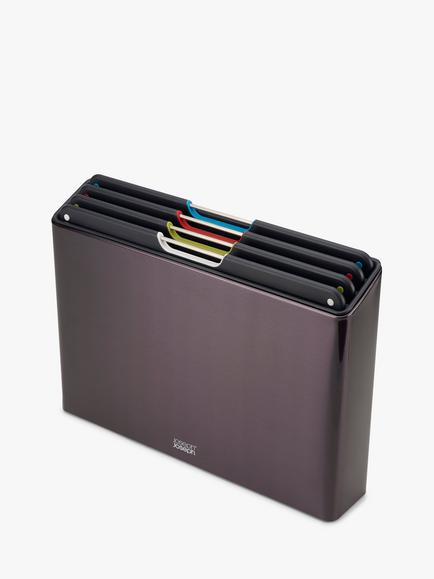 Joseph Joseph Folio Steel Large Chopping Boards & Storage Case, Set of 4, Black