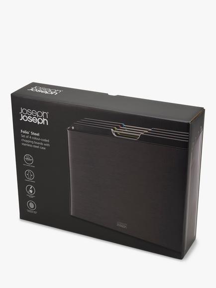Joseph Joseph Folio Steel Large Chopping Boards & Storage Case, Set of 4 - view 2, Black