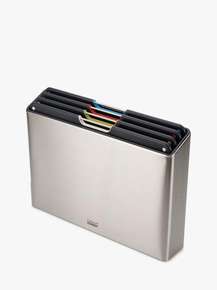 Joseph Joseph Folio Steel Large Chopping Boards & Storage Case, Set of 4, Silver