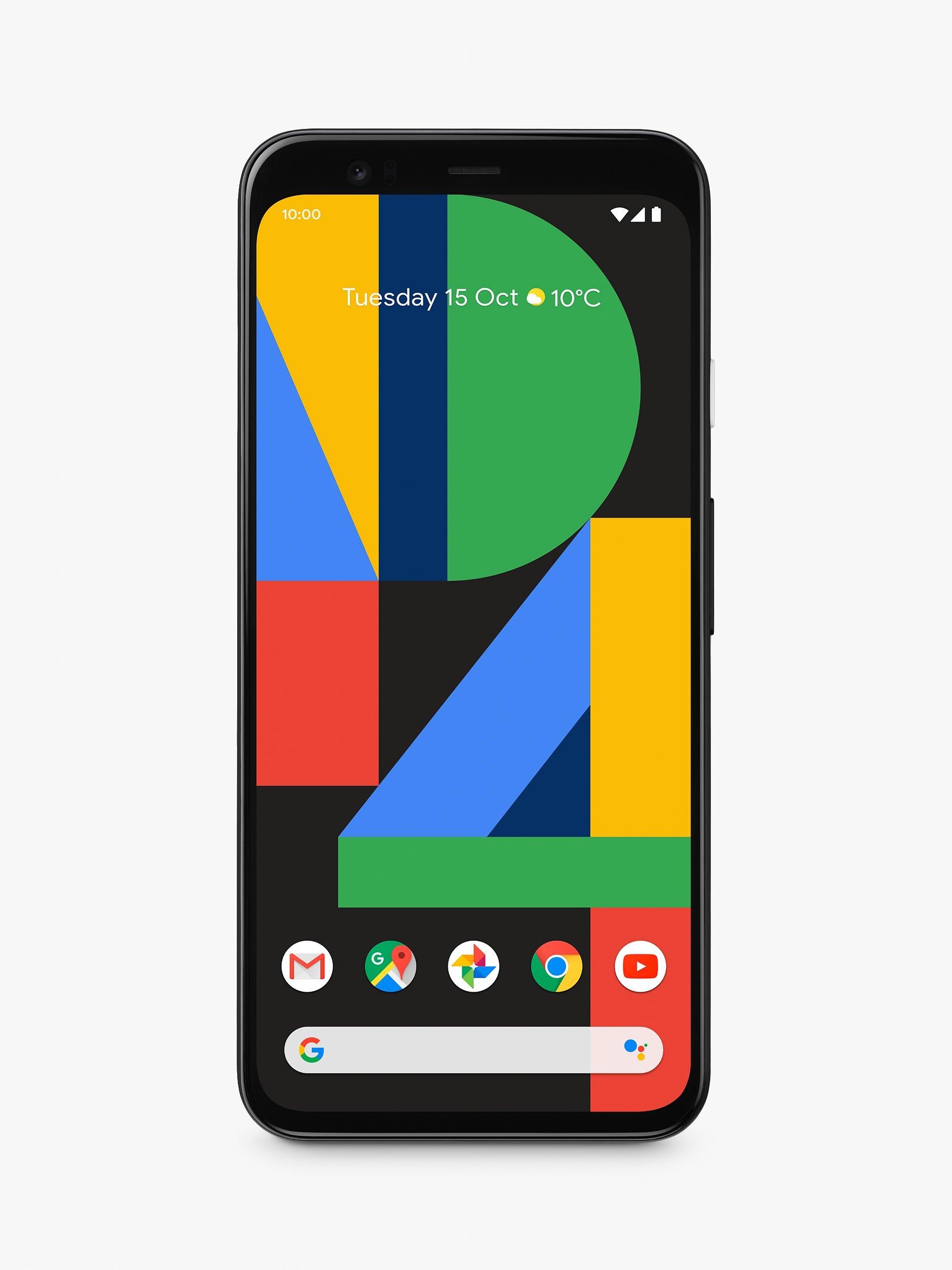 Google Pixel 4 Smartphone, Android, 5.7", 4G LTE, SIM Free, 64GB, Just Black