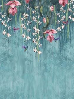 Osborne & Little Trailing Orchid Wallpaper - view 2, Blue W7334-01