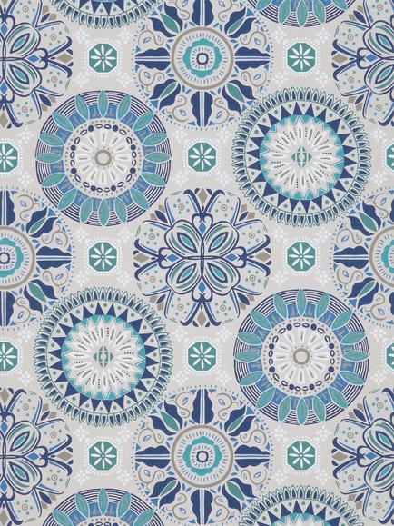 Osborne & Little Rosetta Wallpaper - view 2, Blue W7337-03