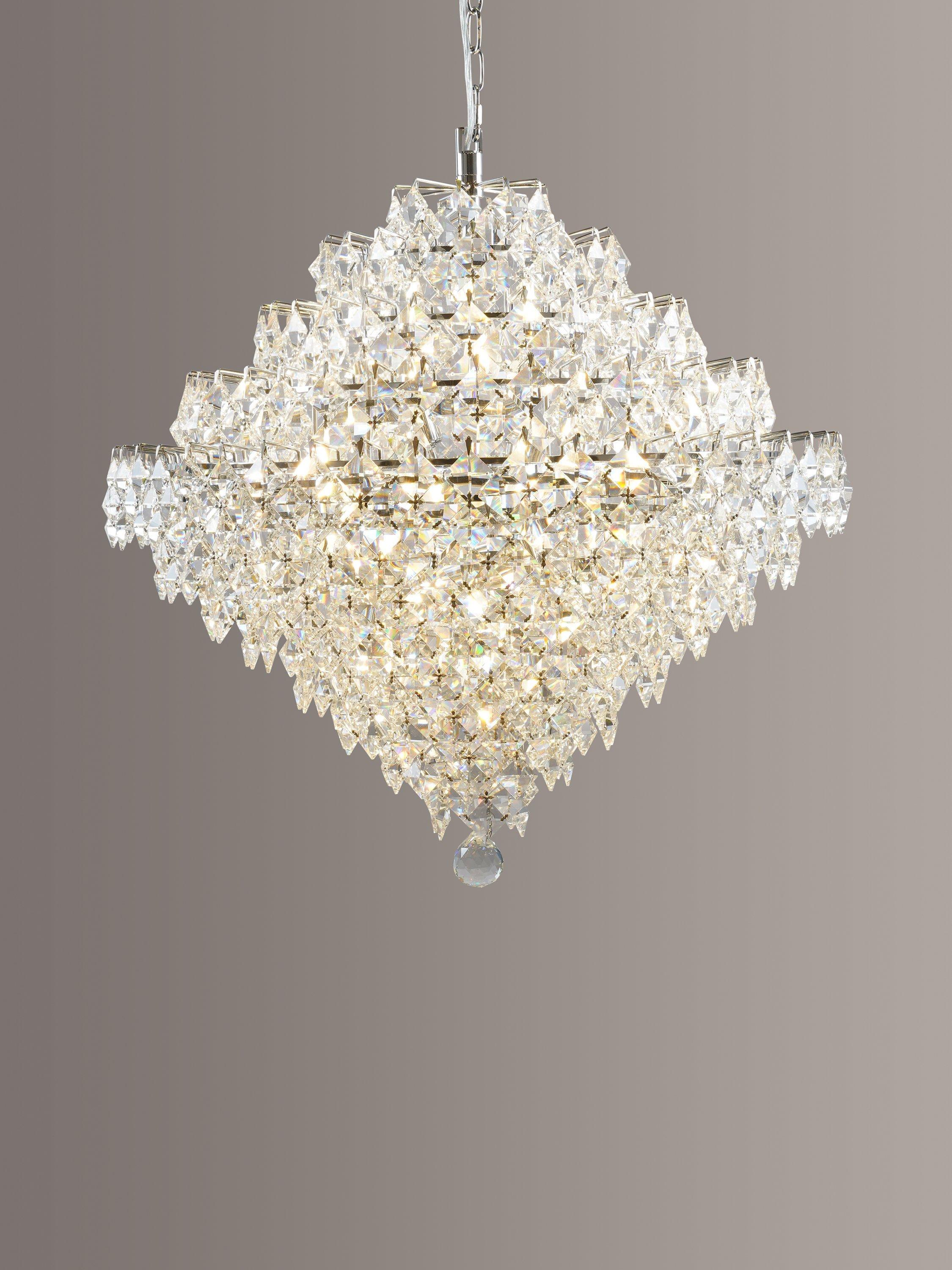 Impex Diamond Lead Chandelier Ceiling Light, Clear/Chrome