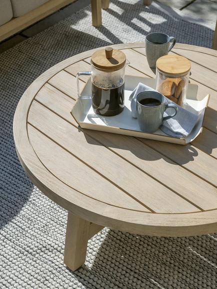 KETTLER Cora Round Acacia Wood Garden Coffee Table, 90cm, Natural - view 2, Natural