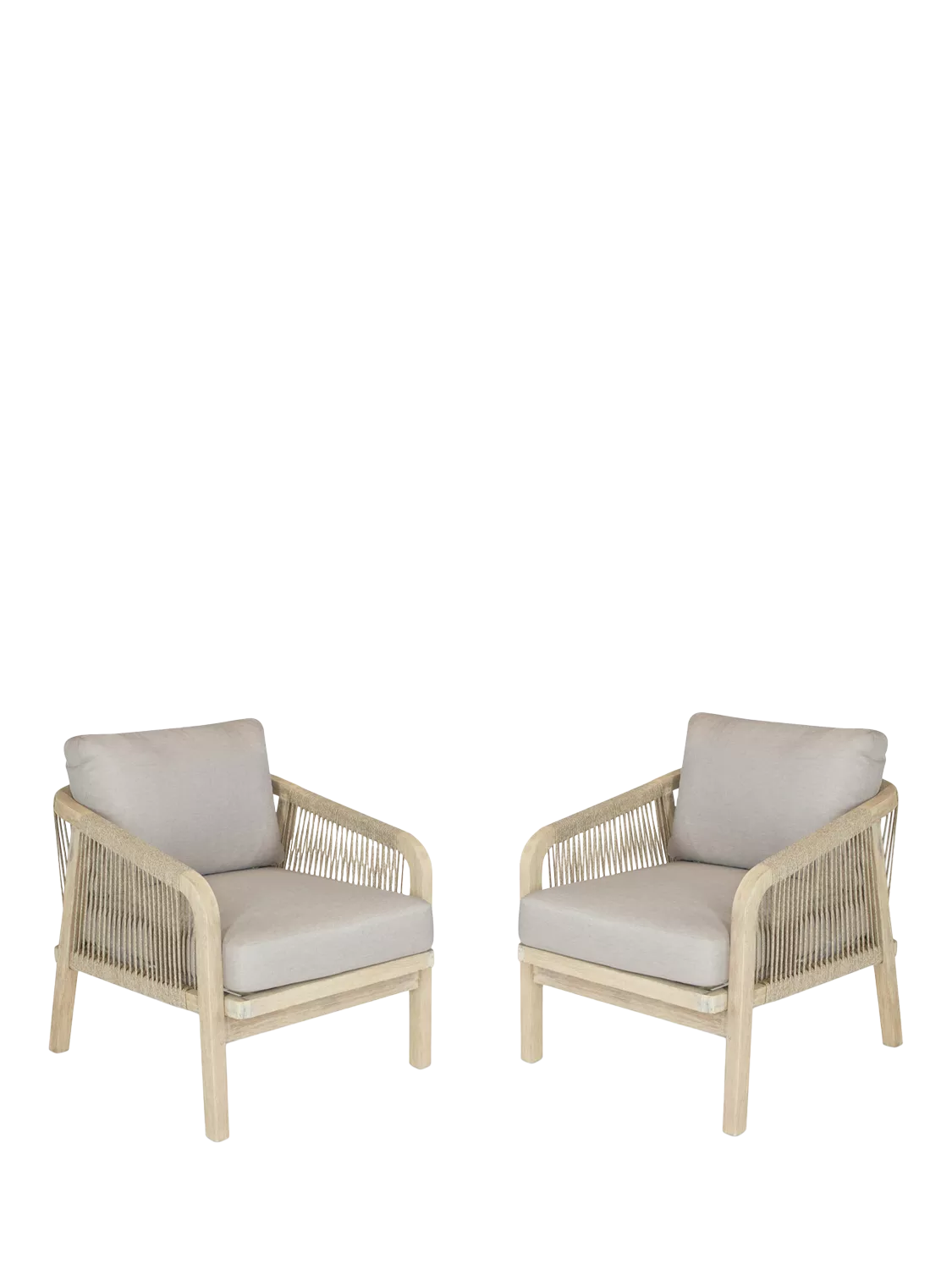 KETTLER Cora Rope Garden Lounging Armchairs Set of 2 FSC Certified Acacia Wood Natural