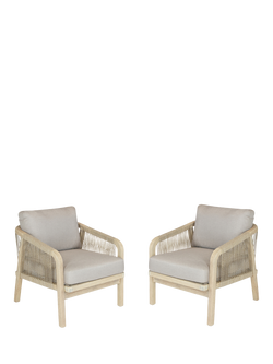 KETTLER Cora Rope Garden Lounging Armchairs, Set of 2, FSC-Certified (Acacia Wood), Natural, Natural