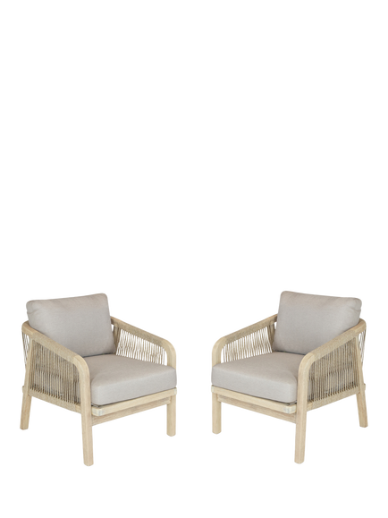 KETTLER Cora Rope Garden Lounging Armchairs, Set of 2, FSC-Certified (Acacia Wood), Natural, Natural