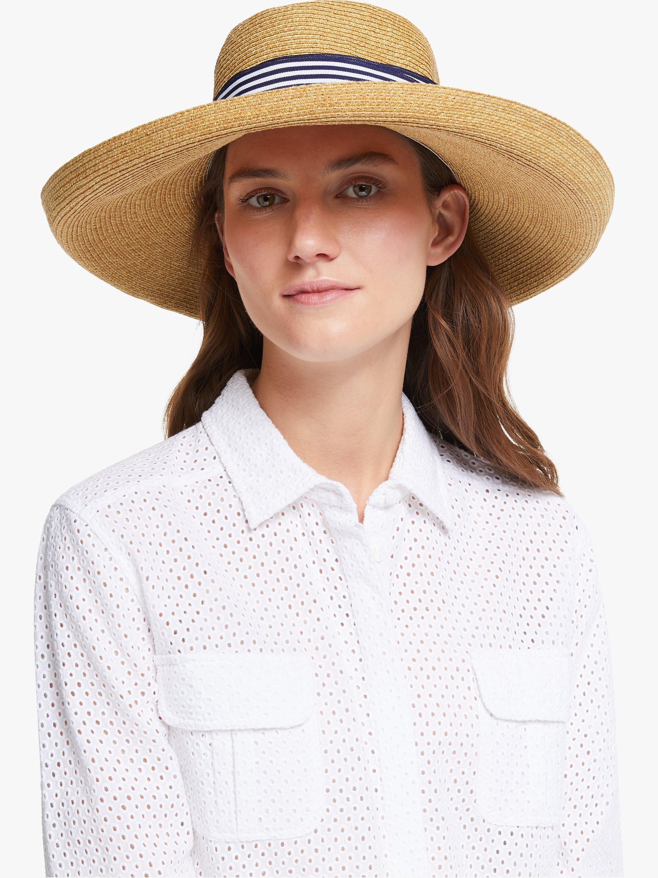 John Lewis & Partners Adjustable Braided Stripe Detail Floppy Sun Hat, Natural/Multi