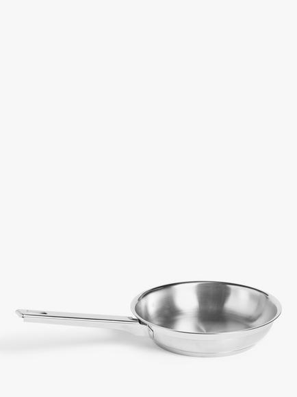 John Lewis Classic Uncoated Stainless Steel Frying Pan, Silver