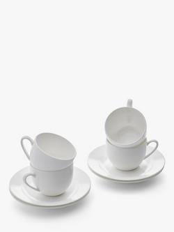 Royal Worcester Serendipity Bone China Teacup & Saucer, 220ml, Set of 4, White, White